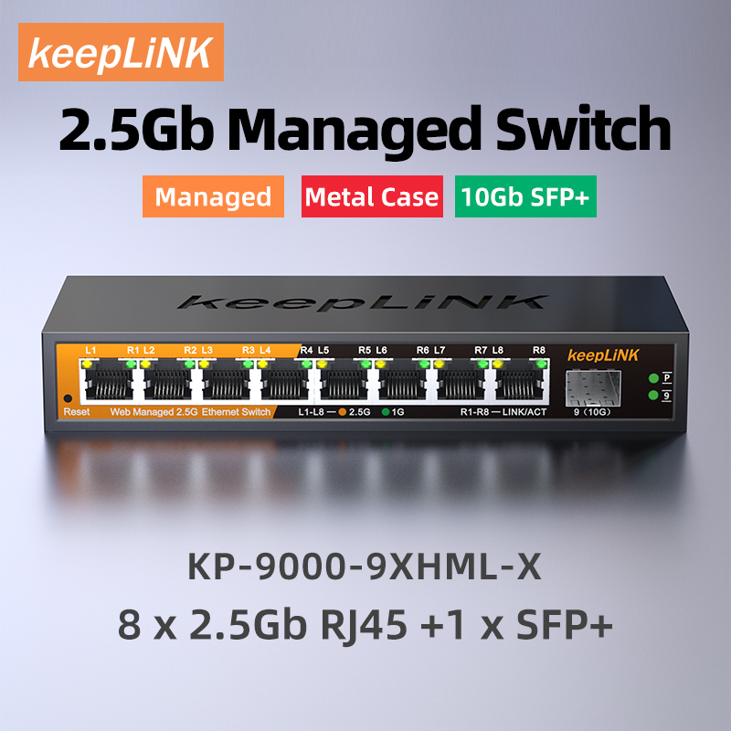 Sfp+ 10G Managed Switch 8 Port - KeepLiNK 2,5 Gb beheerde switch met