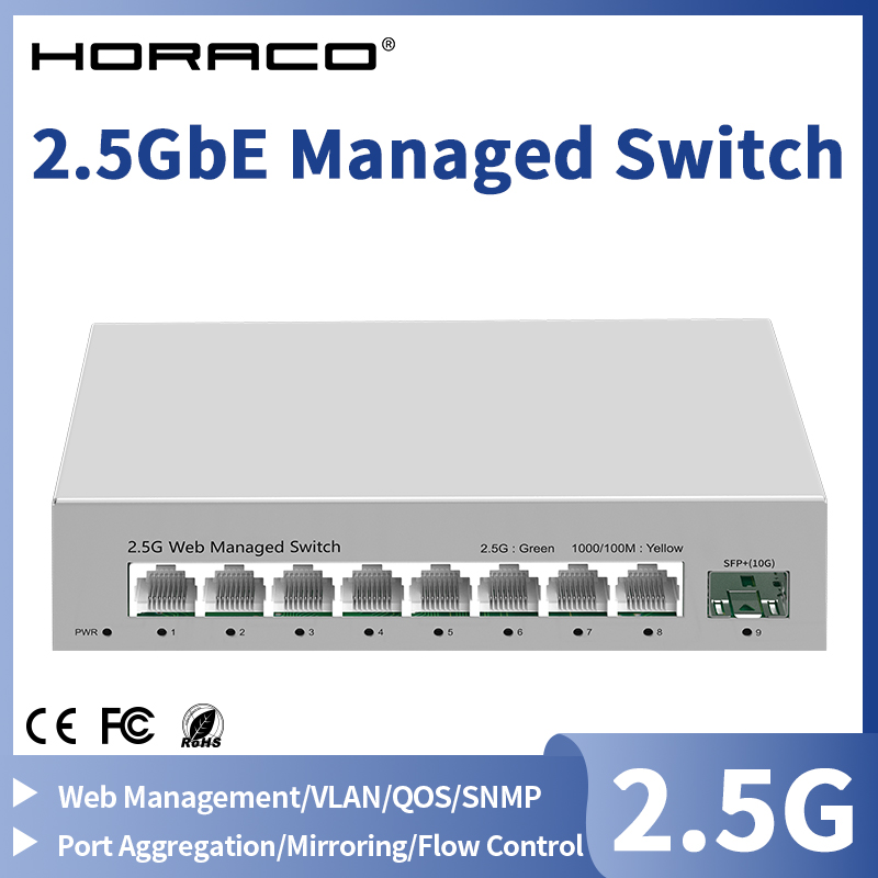 Sfp+ 10G Managed Switch 8 Port - 2.5GbE beheerde switch 8-poorts 2.5GBASE-T netwerkswitcher