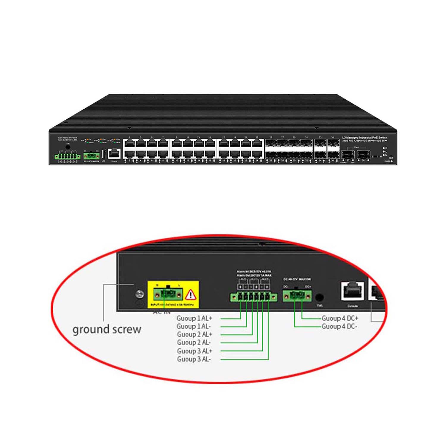 Sfp+ 10G Managed Switch 8 Port - 10G uplink 38 poorten industriële L3