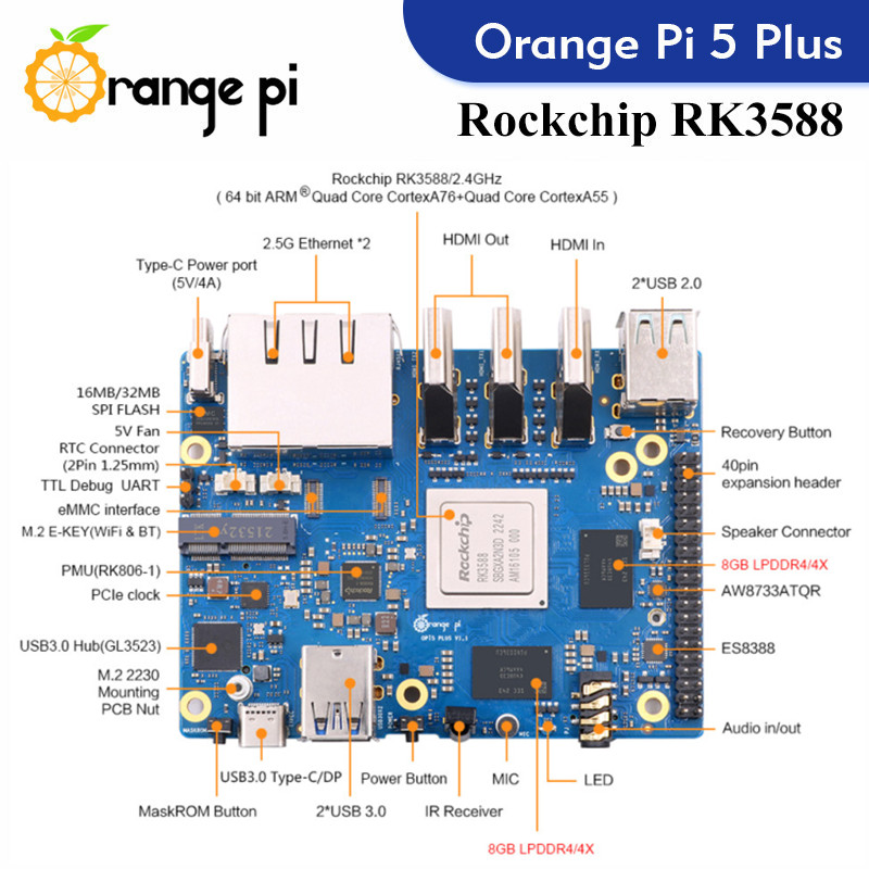 Orange Pi 5 Plus Single Board  - Orange Pi 5 Plus 32Gb recensie en prijs