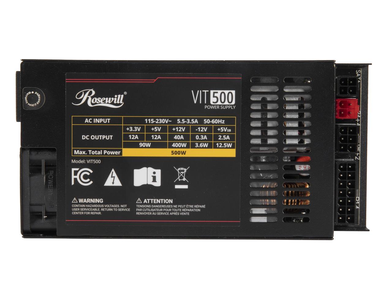 Rosewill VIT 500W, Mini ITX/Fl - Atx Power Supply 1U Flex 500W recensie en prijs