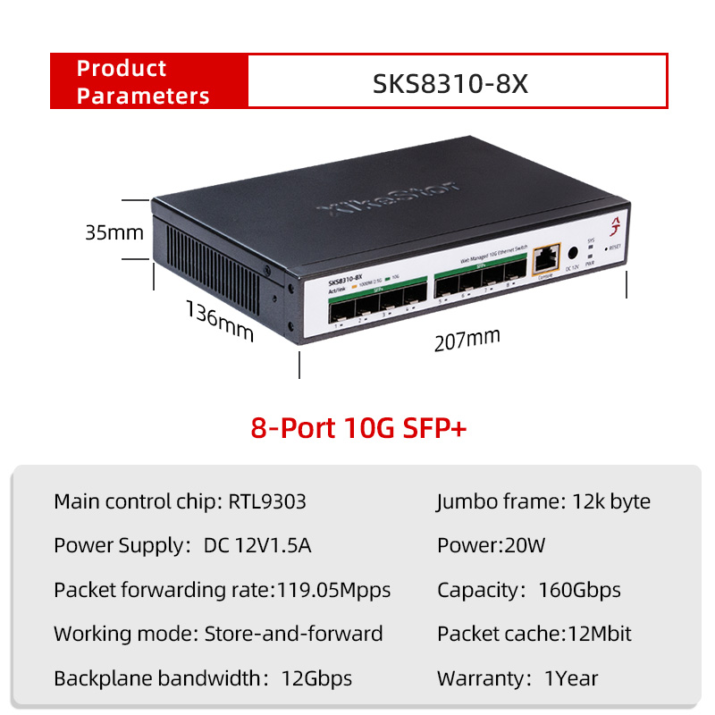 XikeStor Drielaags Management  - Sfp+ 10G Managed Switch 8 Port recensie en prijs